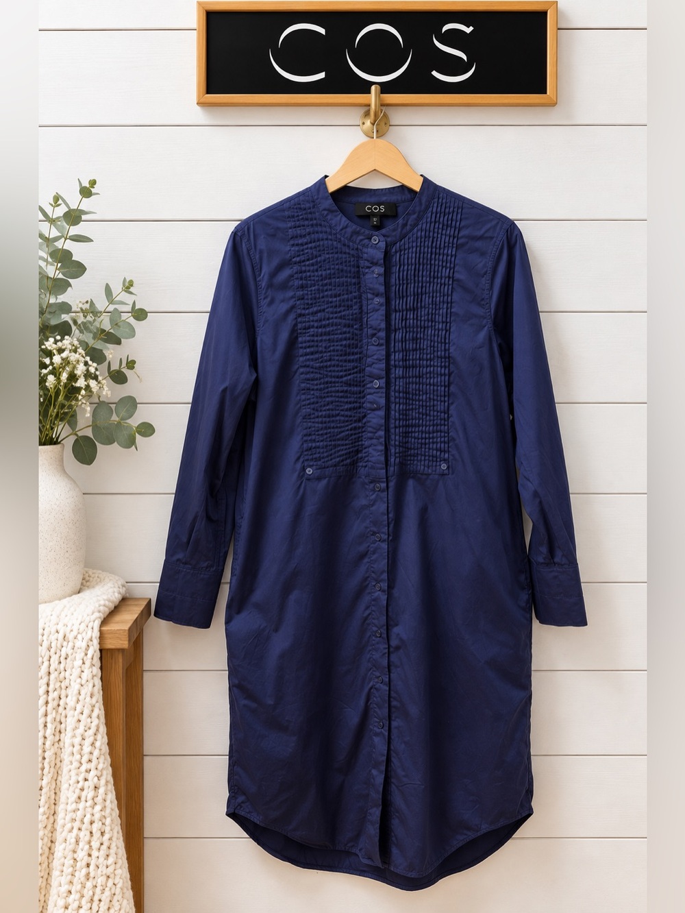 COS Navy Blue Tuxedo-Style Shirt Dress – Size 44